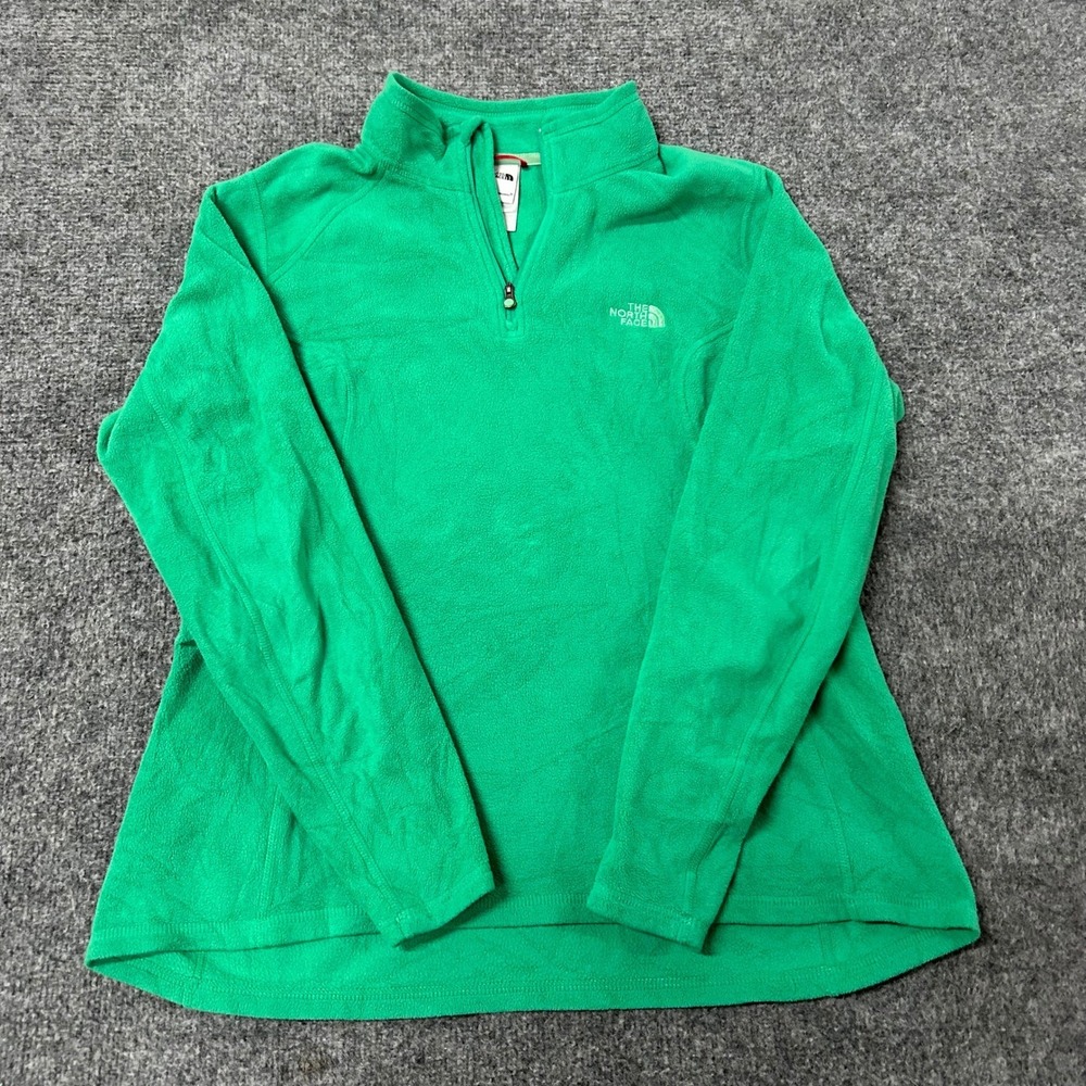 The North Face Fleece Womens Size L Green Quarter Zip Pullover TKA 100 Active